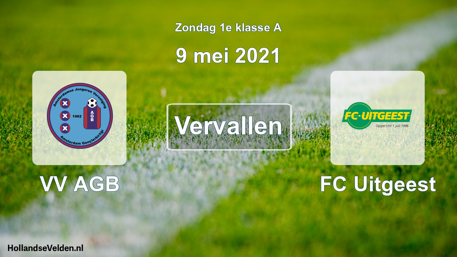 Geplande wedstrijd: VV AGB - FC Uitgeest (9 mei 2021)
