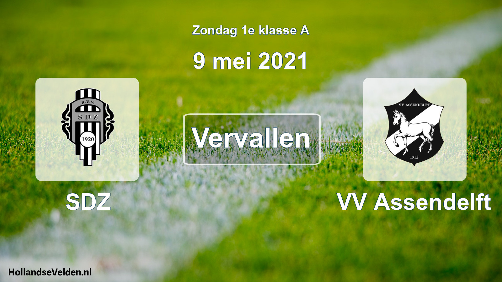 Geplande wedstrijd: SDZ - VV Assendelft (9 mei 2021)