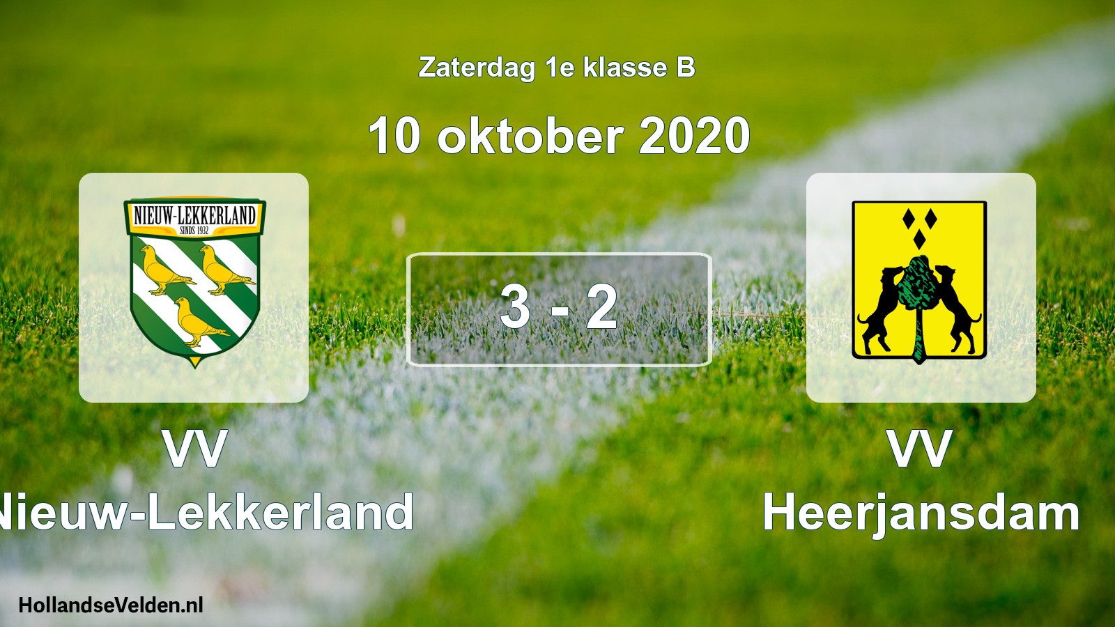Gespeelde wedstrijd: VV Nieuw-Lekkerland - VV Heerjansdam 3 - 2 (10 oktober 2020)