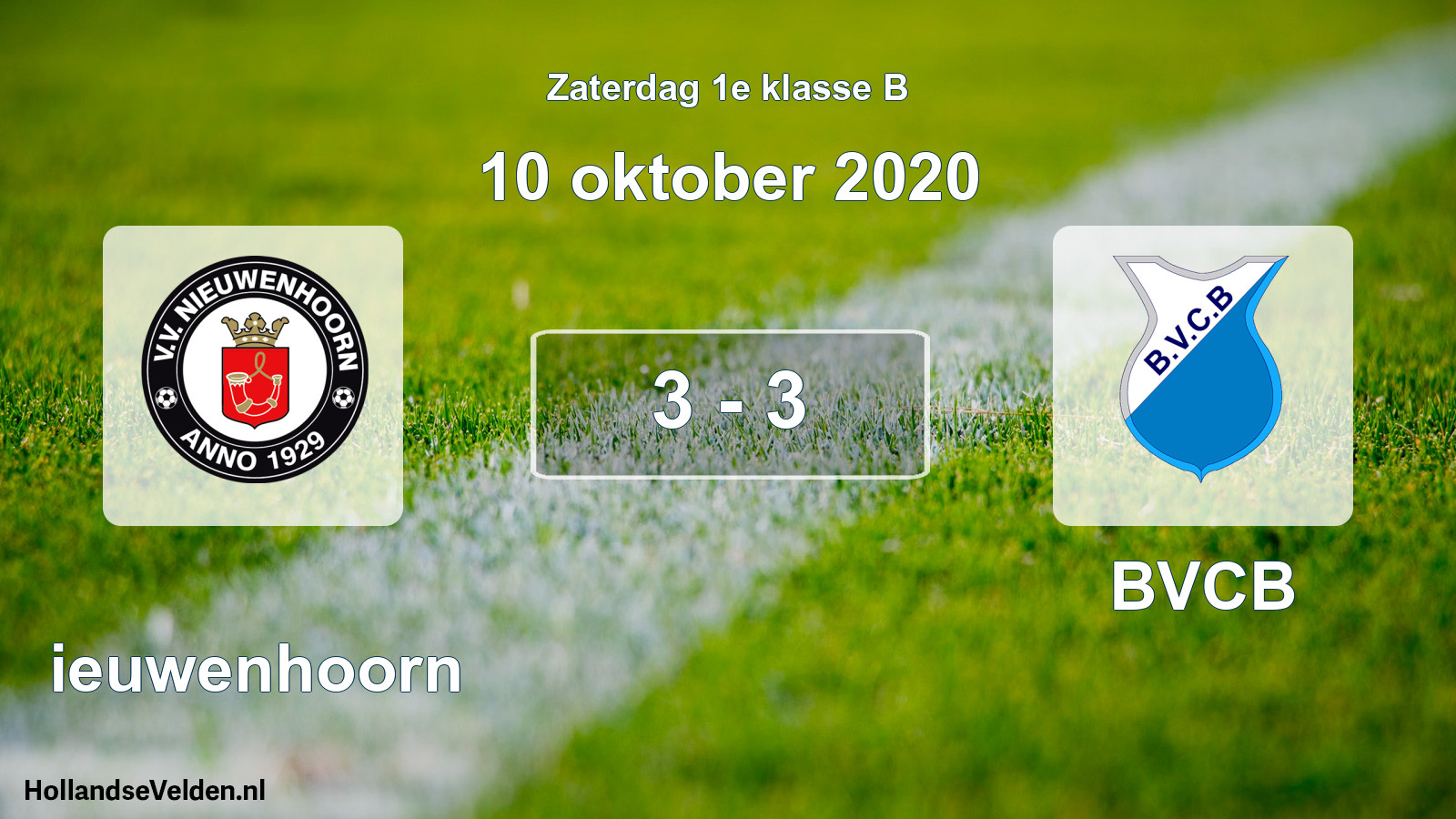 Gespeelde wedstrijd: Nieuwenhoorn - BVCB 3 - 3 (10 oktober 2020)