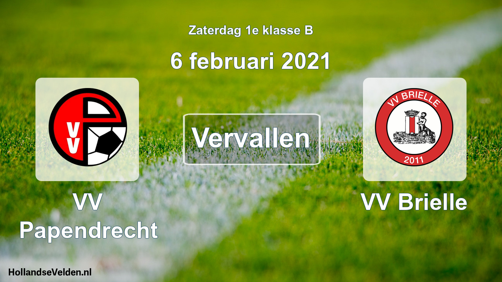 Geplande wedstrijd: VV Papendrecht - VV Brielle (6 februari 2021)