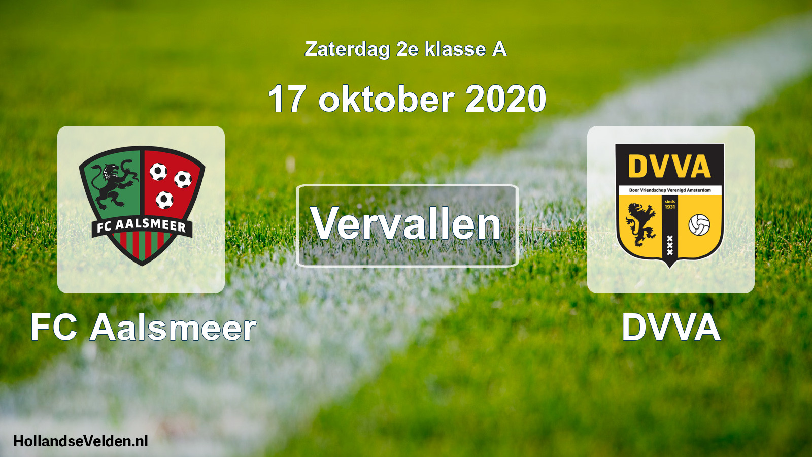 Geplande wedstrijd: FC Aalsmeer - DVVA (17 oktober 2020)