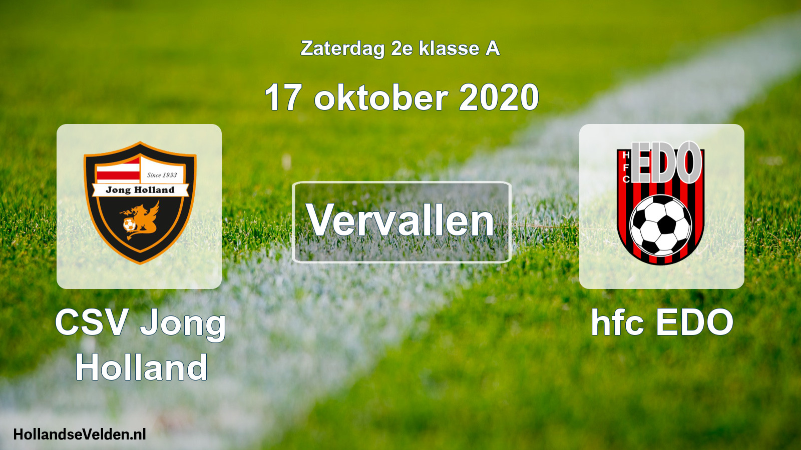 Geplande wedstrijd: CSV Jong Holland - hfc EDO (17 oktober 2020)