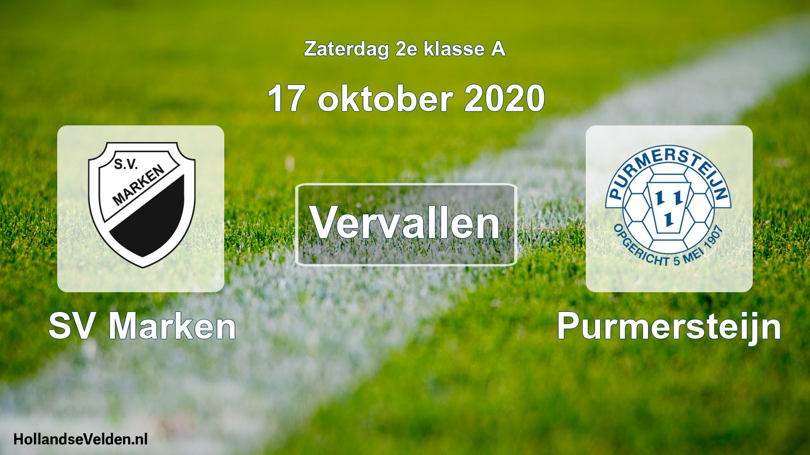 Geplande wedstrijd: SV Marken - Purmersteijn (17 oktober 2020)