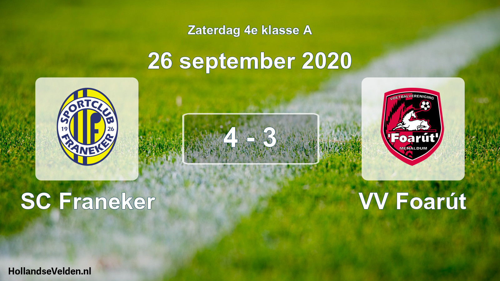Gespeelde wedstrijd: SC Franeker - VV Foarút 4 - 3 (26 september 2020)