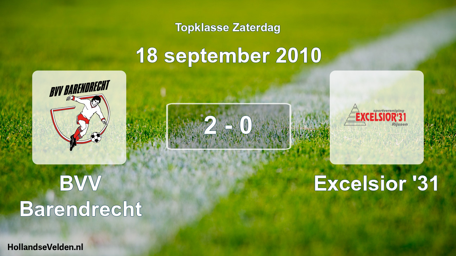 Gespeelde wedstrijd: BVV Barendrecht - Excelsior '31 2 - 0 (18 september 2010)