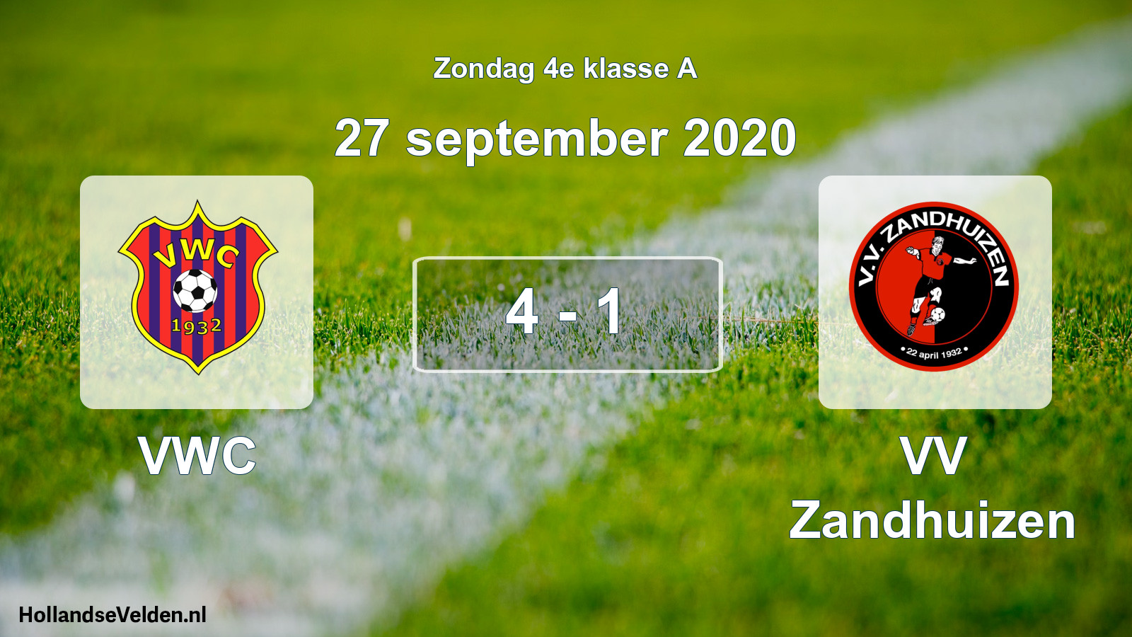 Gespeelde wedstrijd: VWC - VV Zandhuizen 4 - 1 (27 september 2020)