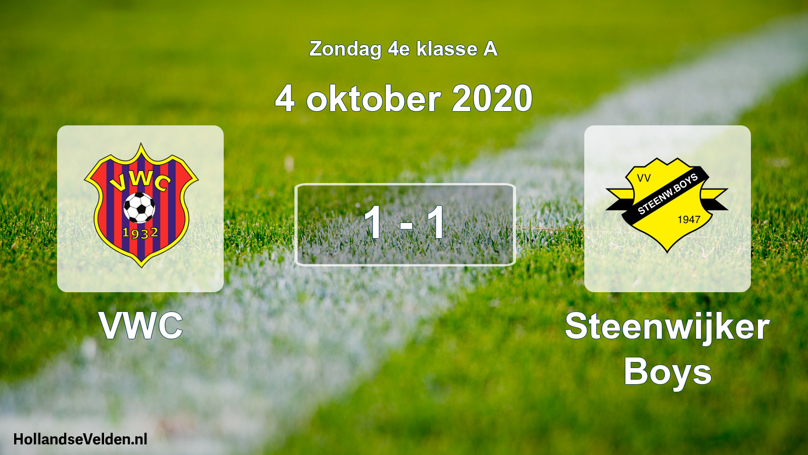 Gespeelde wedstrijd: VWC - Steenwijker Boys 1 - 1 (4 oktober 2020)