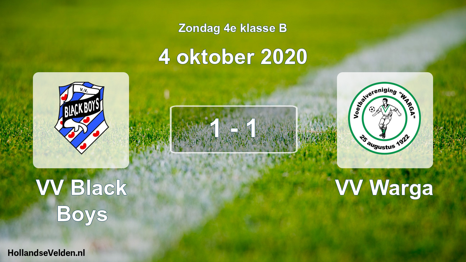 Gespeelde wedstrijd: VV Black Boys - VV Warga 1 - 1 (4 oktober 2020)