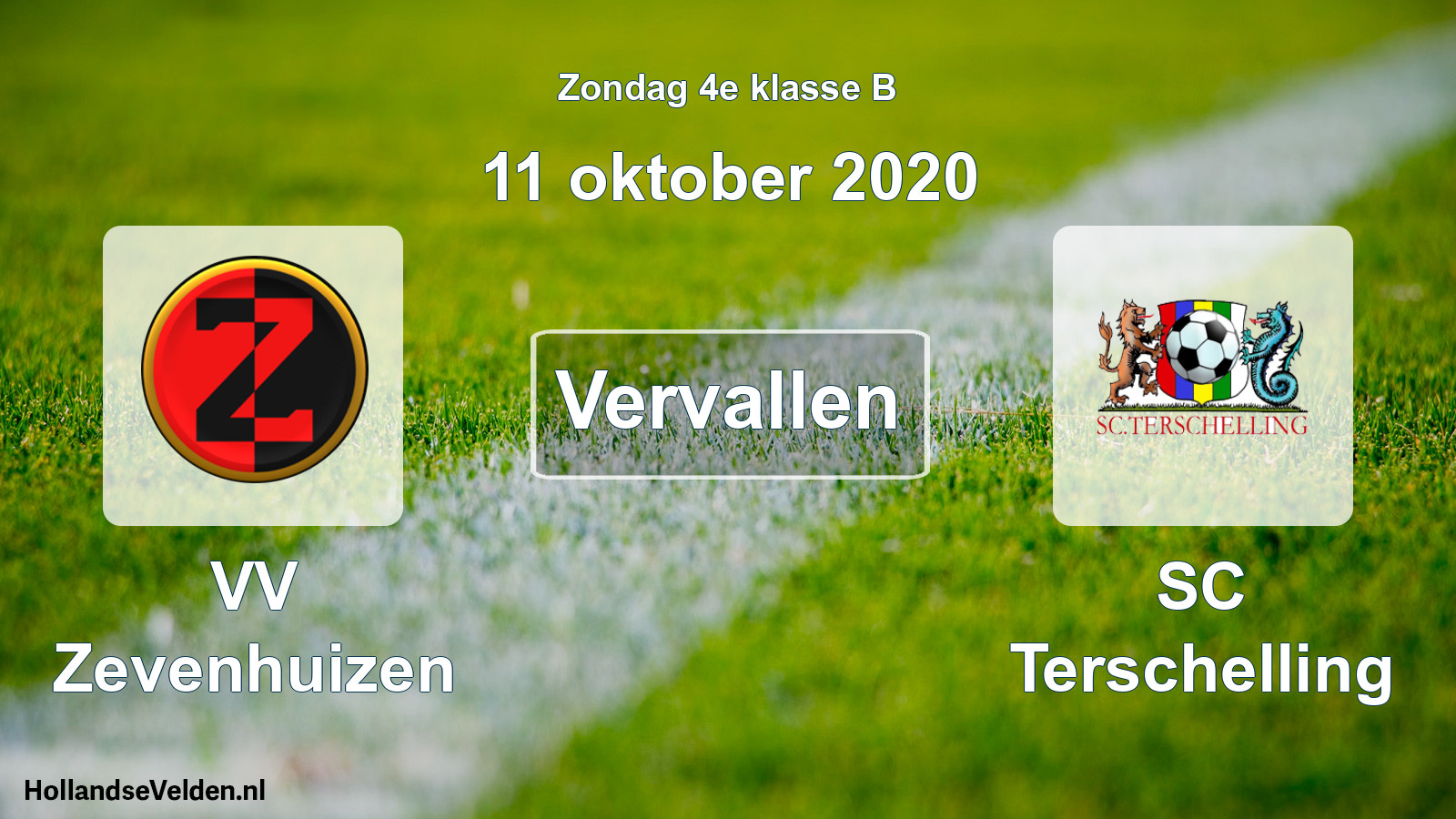 Geplande wedstrijd: VV Zevenhuizen - SC Terschelling (11 oktober 2020)