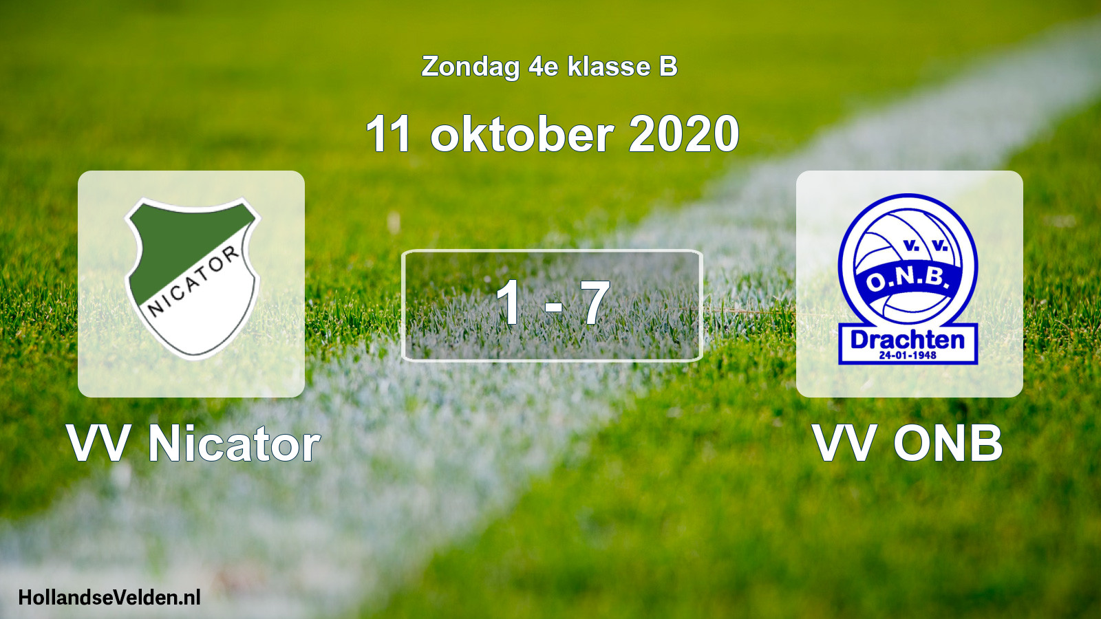 Gespeelde wedstrijd: VV Nicator - VV ONB 1 - 7 (11 oktober 2020)