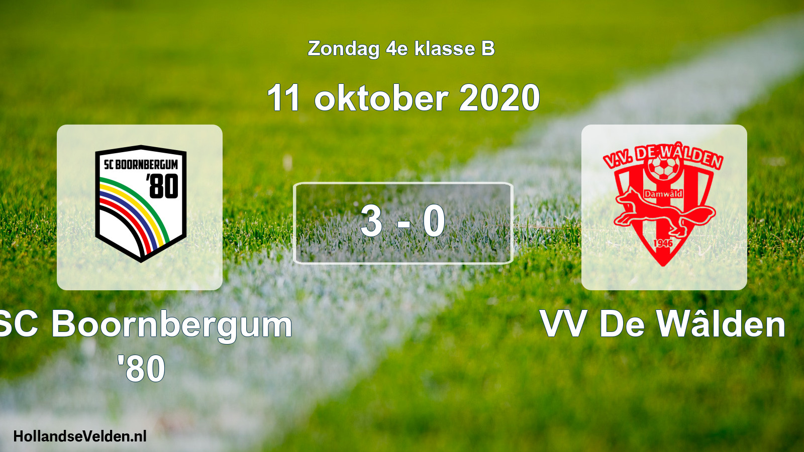 Gespeelde wedstrijd: SC Boornbergum '80 - VV De Wâlden 3 - 0 (11 oktober 2020)