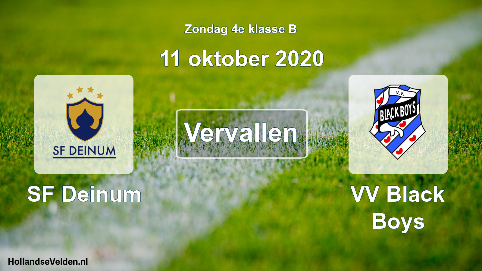 Geplande wedstrijd: SF Deinum - VV Black Boys (11 oktober 2020)