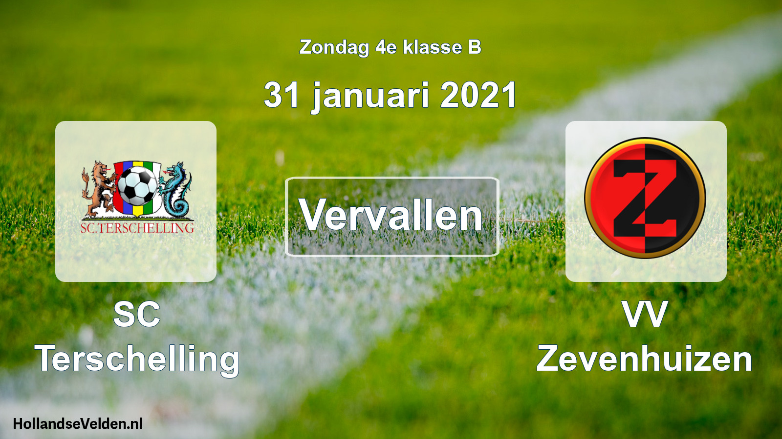 Geplande wedstrijd: SC Terschelling - VV Zevenhuizen (31 januari 2021)