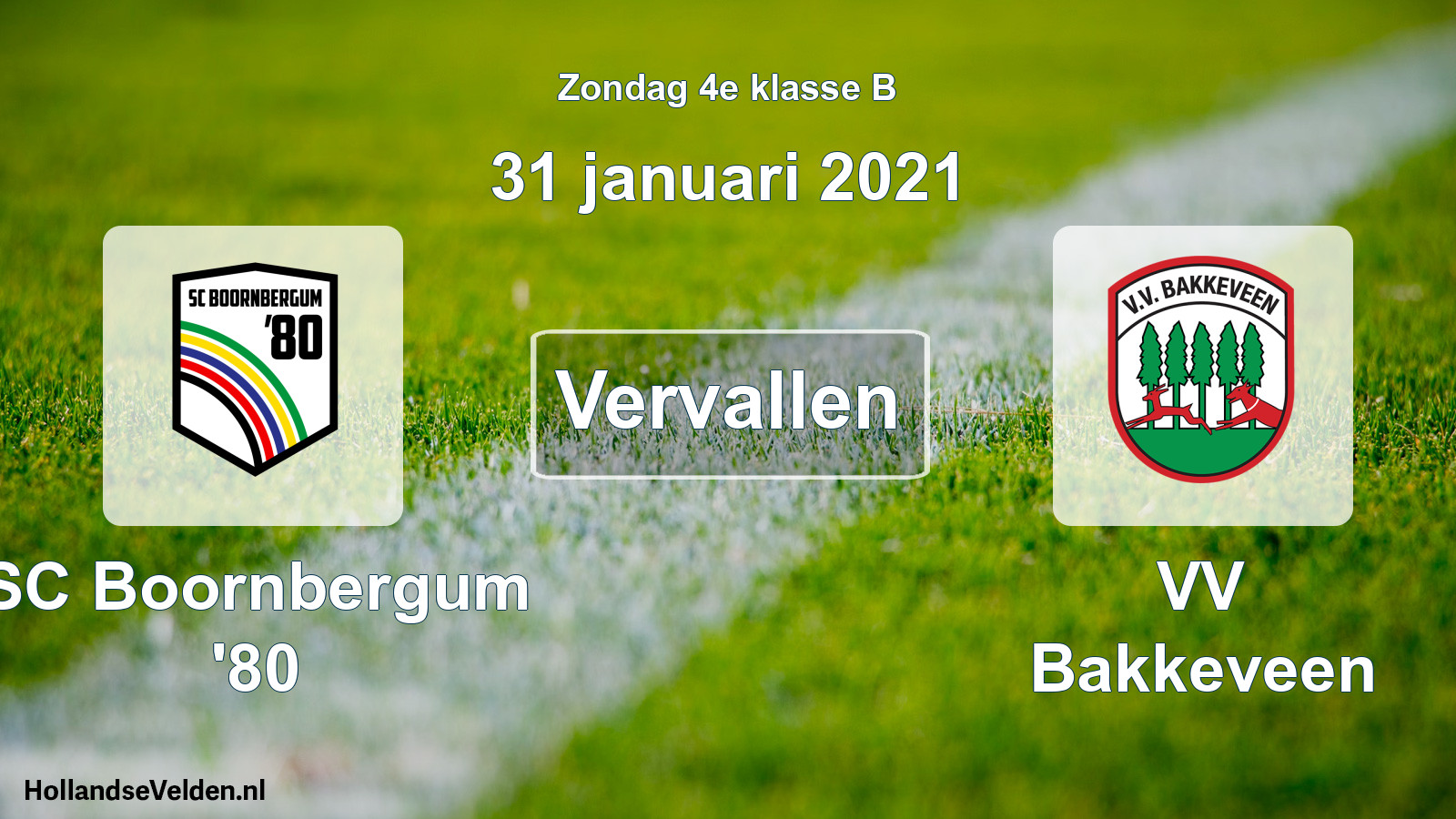 Geplande wedstrijd: SC Boornbergum '80 - VV Bakkeveen (31 januari 2021)