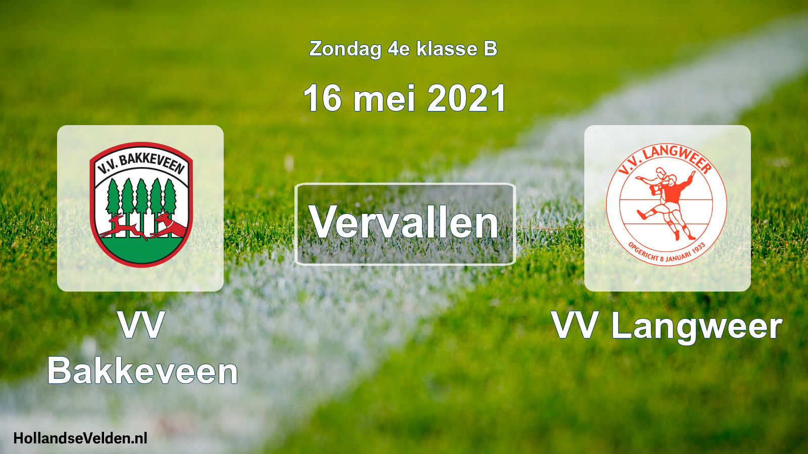 Geplande wedstrijd: VV Bakkeveen - VV Langweer (16 mei 2021)