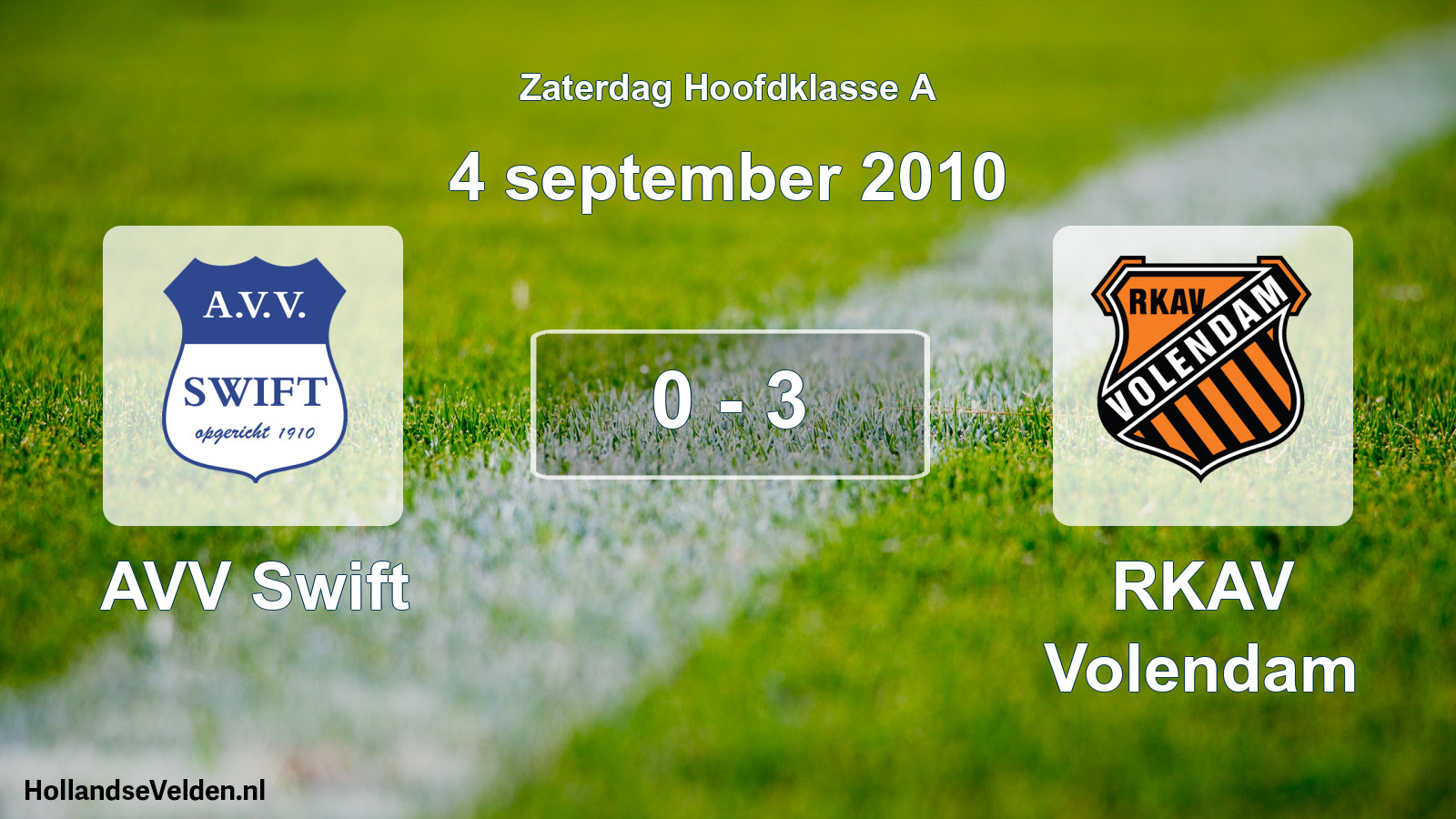 Gespeelde wedstrijd: AVV Swift - RKAV Volendam 0 - 3 (4 september 2010)
