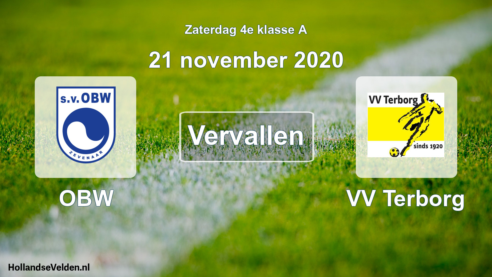 Geplande wedstrijd: OBW - VV Terborg (21 november 2020)