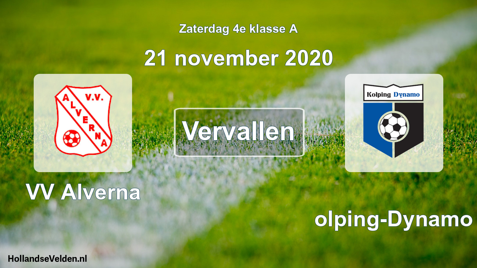 Geplande wedstrijd: VV Alverna - Kolping-Dynamo (21 november 2020)