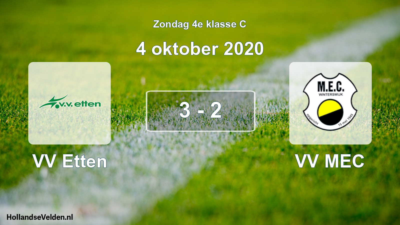 Gespeelde wedstrijd: VV Etten - VV MEC 3 - 2 (4 oktober 2020)