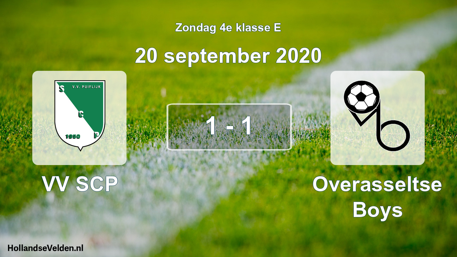 Gespeelde wedstrijd: VV SCP - Overasseltse Boys 1 - 1 (20 september 2020)