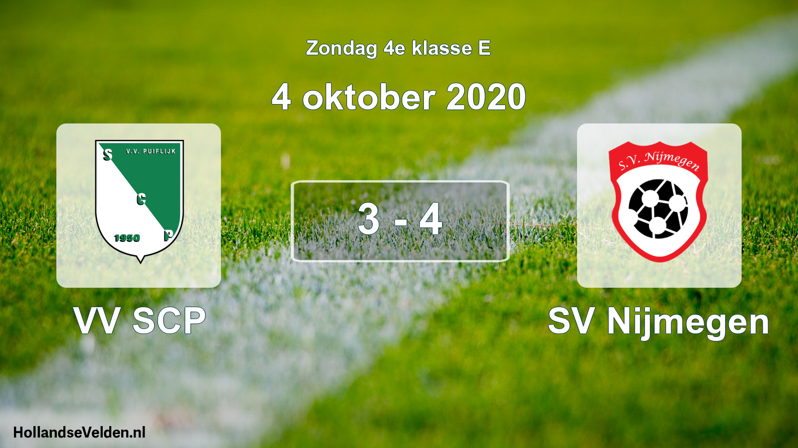 Gespeelde wedstrijd: VV SCP - SV Nijmegen 3 - 4 (4 oktober 2020)