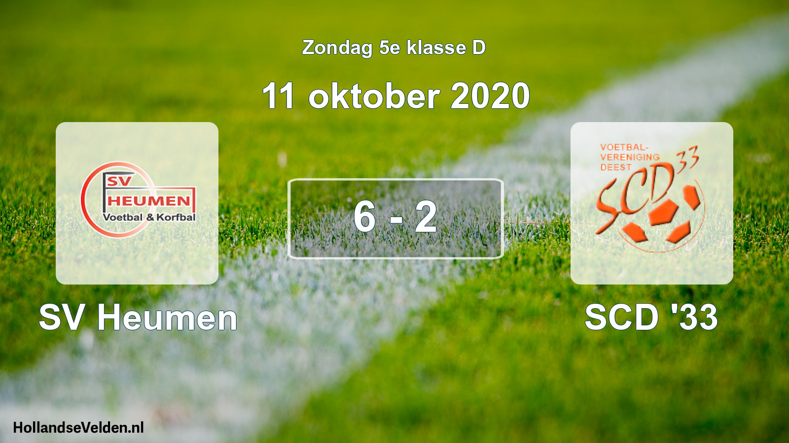Gespeelde wedstrijd: SV Heumen - SCD '33 6 - 2 (11 oktober 2020)