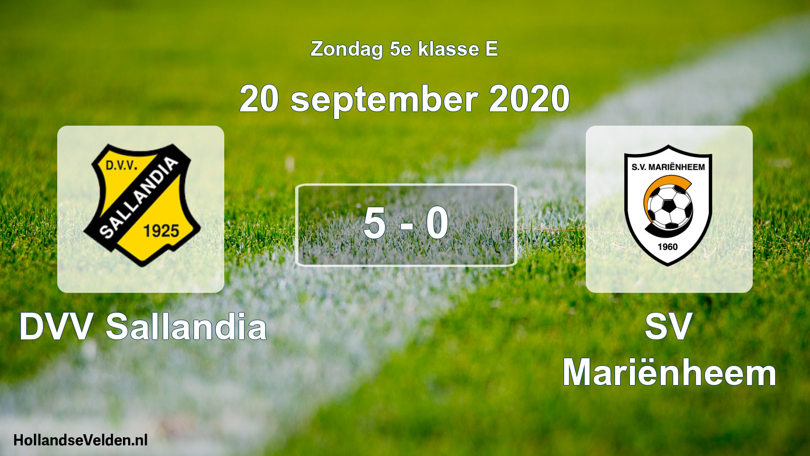 Gespeelde wedstrijd: DVV Sallandia - SV Mariënheem 5 - 0 (20 september 2020)