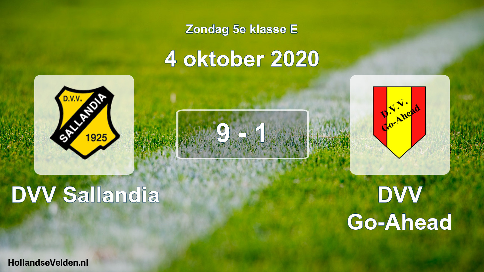 Gespeelde wedstrijd: DVV Sallandia - DVV Go-Ahead 9 - 1 (4 oktober 2020)
