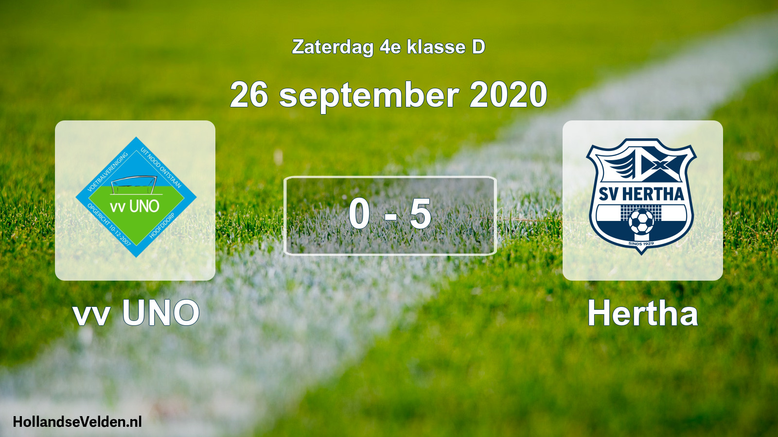 Gespeelde wedstrijd: vv UNO - Hertha 0 - 5 (26 september 2020)