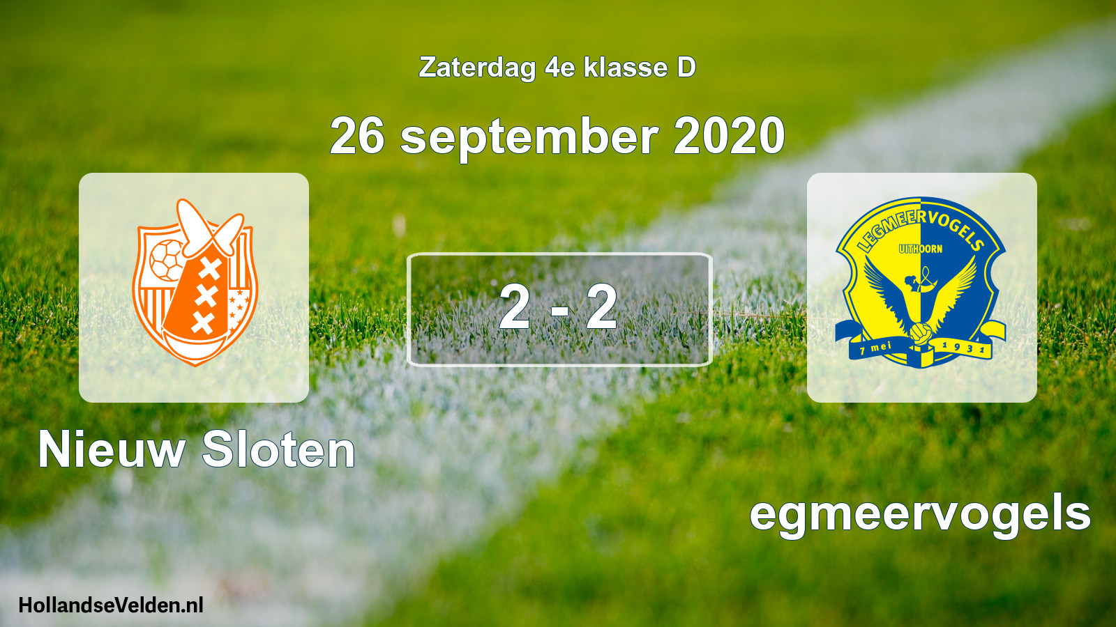 Gespeelde wedstrijd: Nieuw Sloten - Legmeervogels 2 - 2 (26 september 2020)