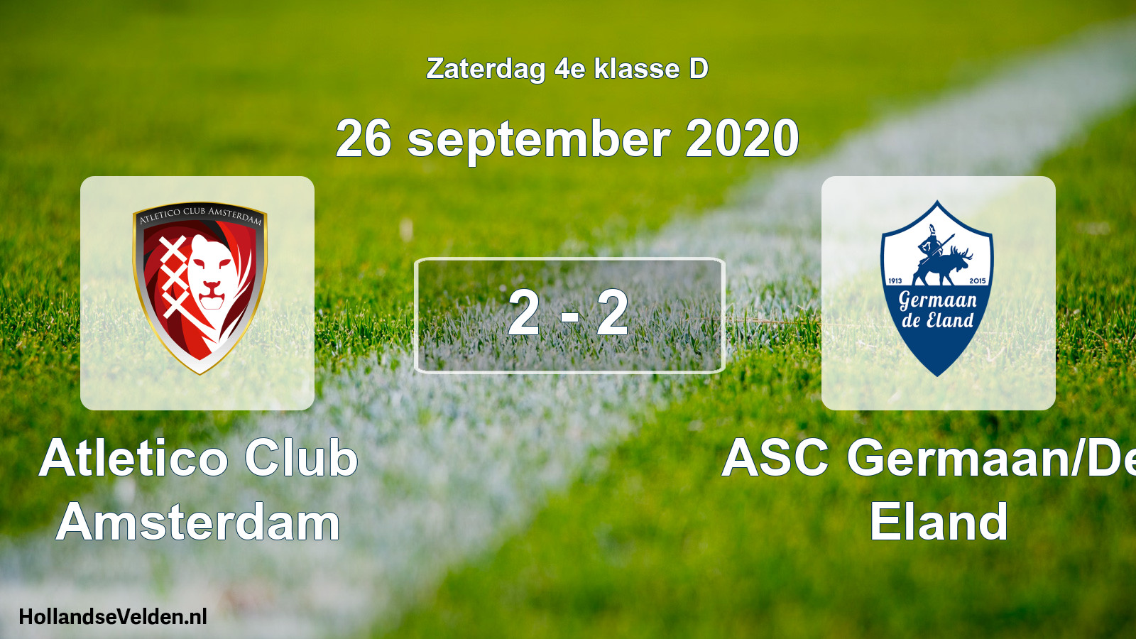 Gespeelde wedstrijd: Atletico Club Amsterdam - ASC Germaan/De Eland 2 - 2 (26 september 2020)