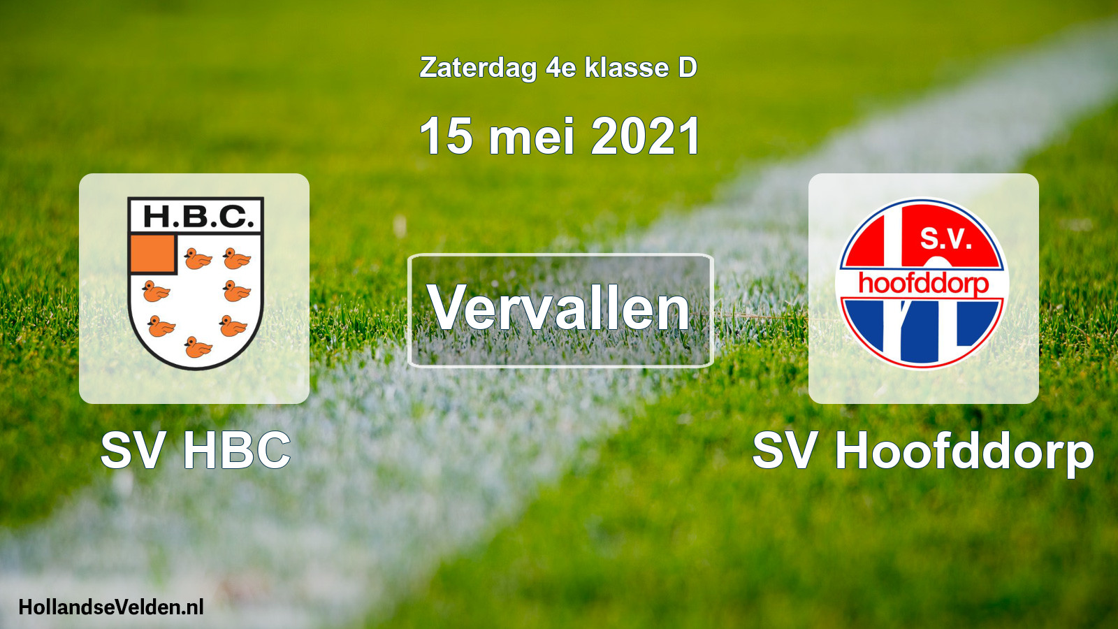 Geplande wedstrijd: SV HBC - SV Hoofddorp (15 mei 2021)