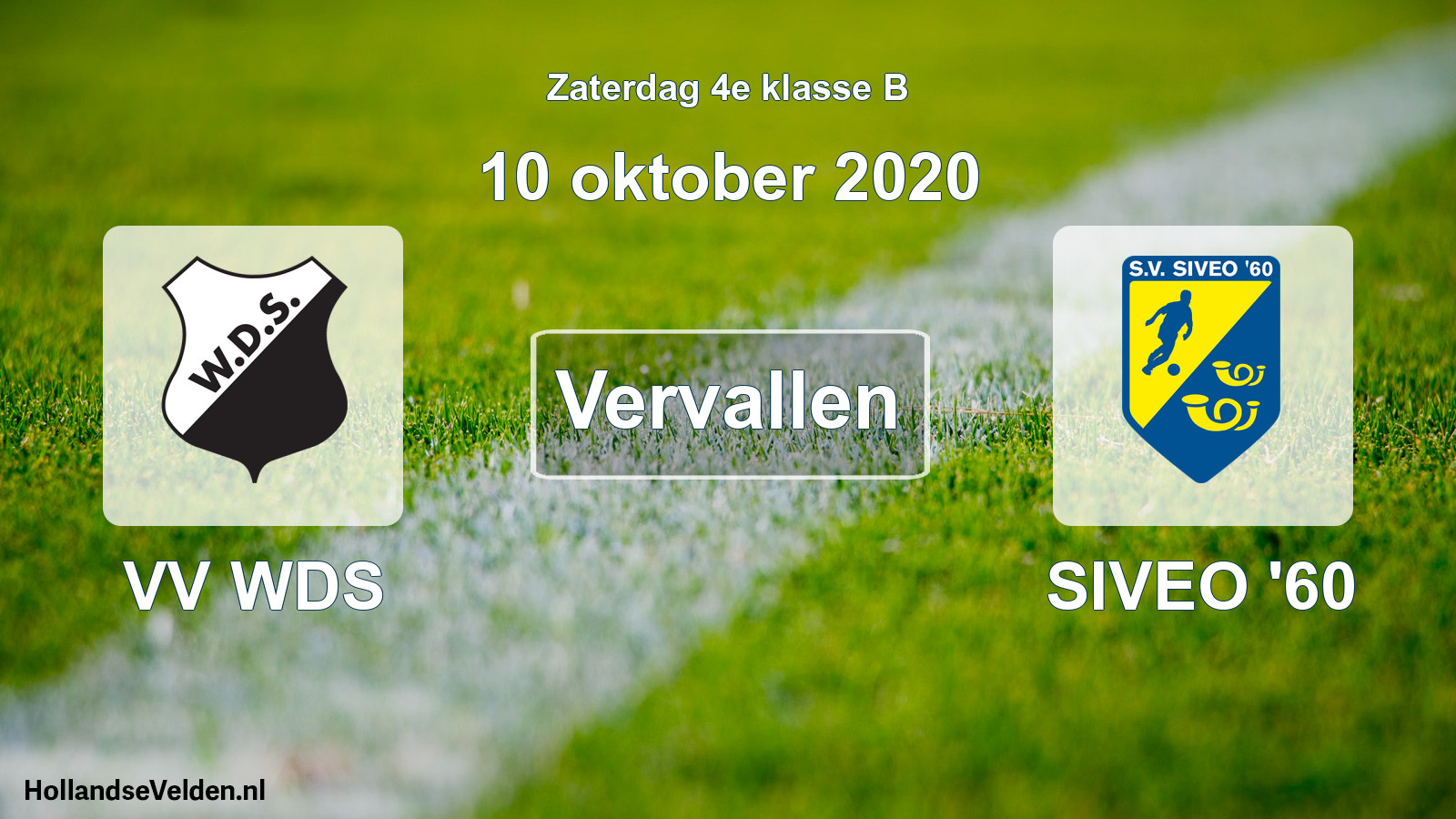 Geplande wedstrijd: VV WDS - SIVEO '60 (10 oktober 2020)