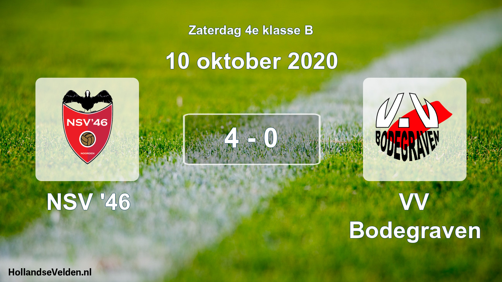 Gespeelde wedstrijd: NSV '46 - VV Bodegraven 4 - 0 (10 oktober 2020)