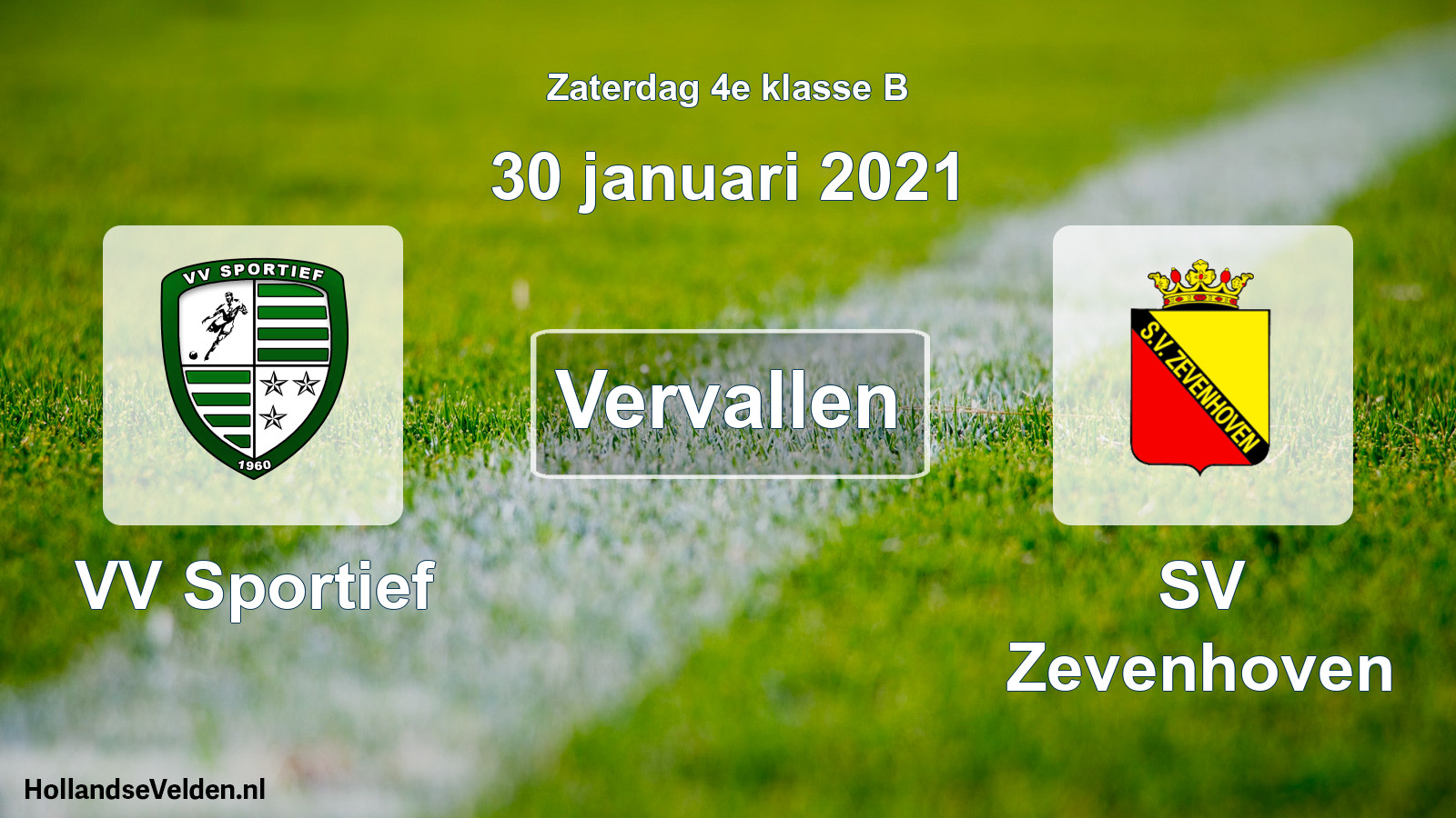 Geplande wedstrijd: VV Sportief - SV Zevenhoven (30 januari 2021)