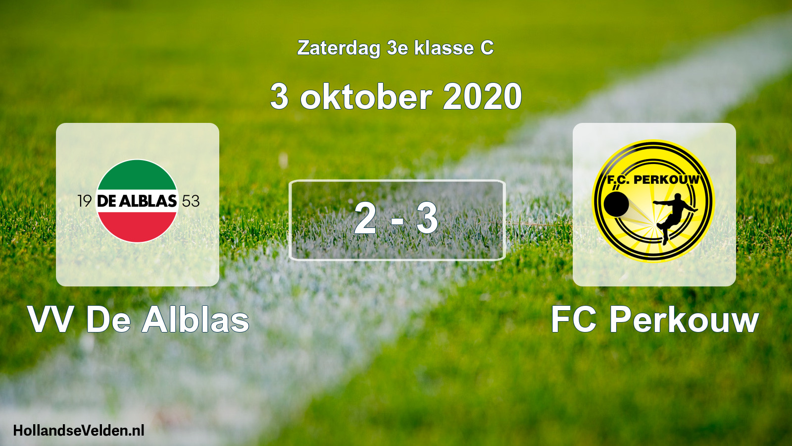 Gespeelde wedstrijd: VV De Alblas - FC Perkouw 2 - 3 (3 oktober 2020)