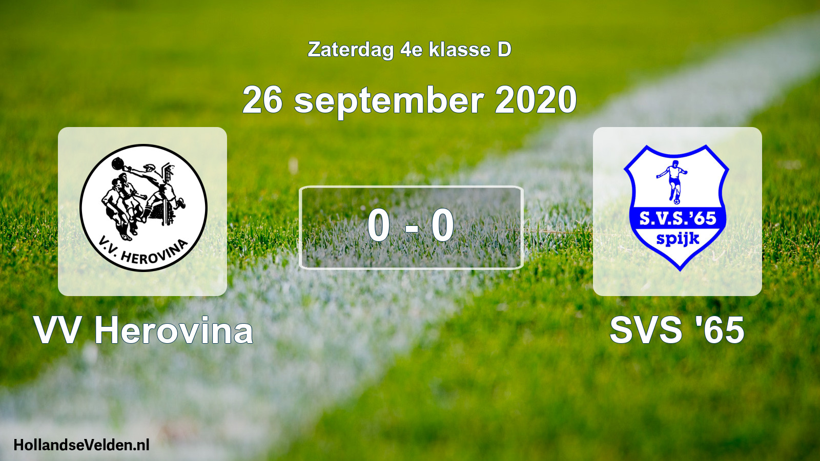 Gespeelde wedstrijd: VV Herovina - SVS '65 0 - 0 (26 september 2020)