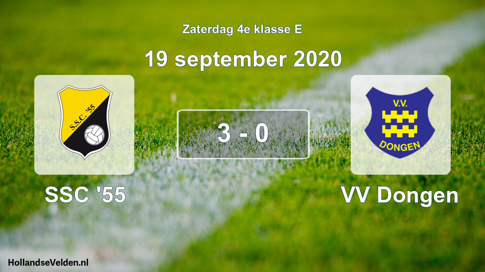 Gespeelde wedstrijd: SSC '55 - VV Dongen 3 - 0 (19 september 2020)