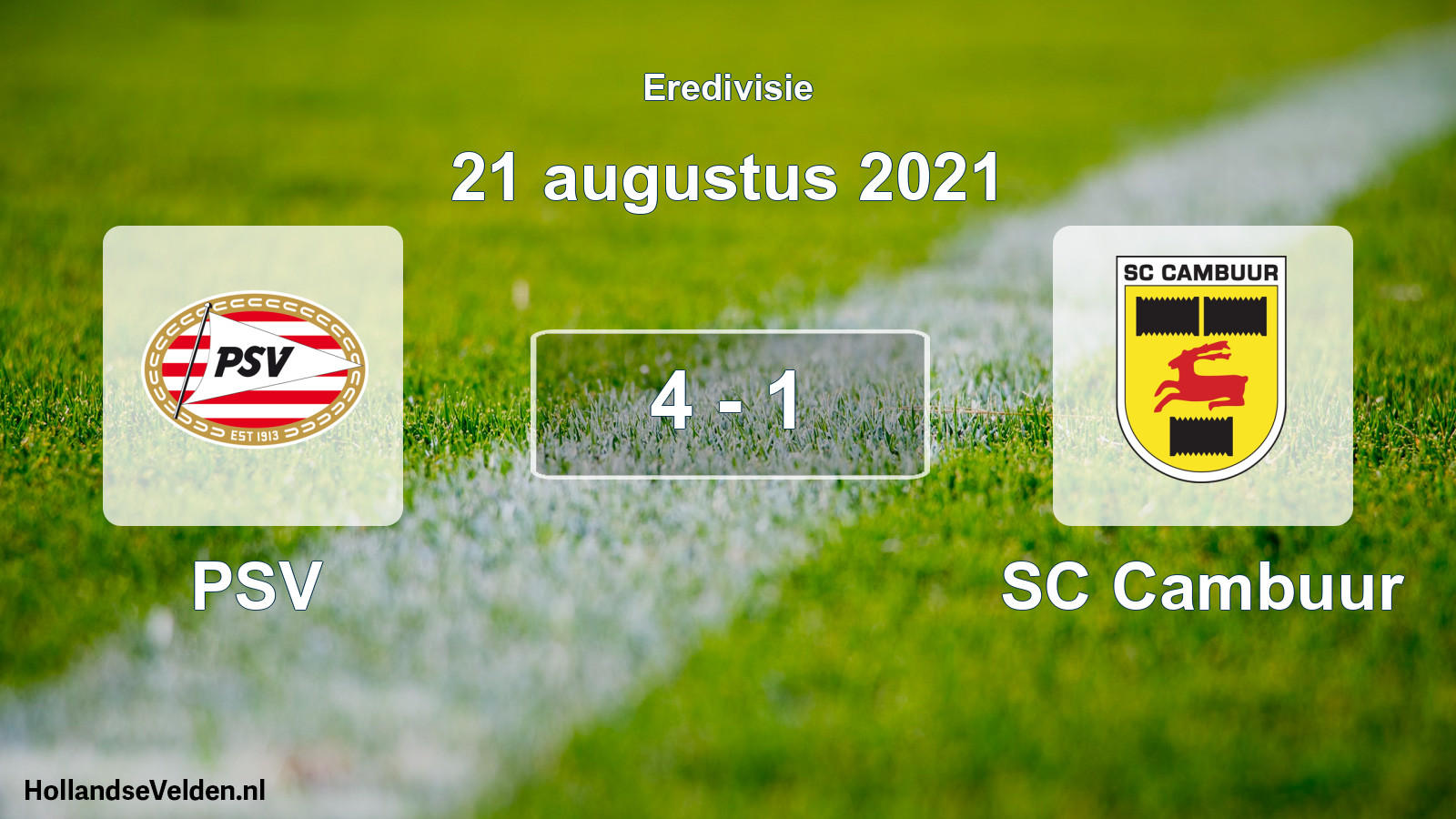 Gespeelde wedstrijd: PSV - SC Cambuur 4 - 1 (21 augustus 2021)