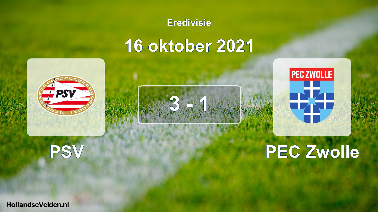 Gespeelde wedstrijd: PSV - PEC Zwolle 3 - 1 (16 oktober 2021)
