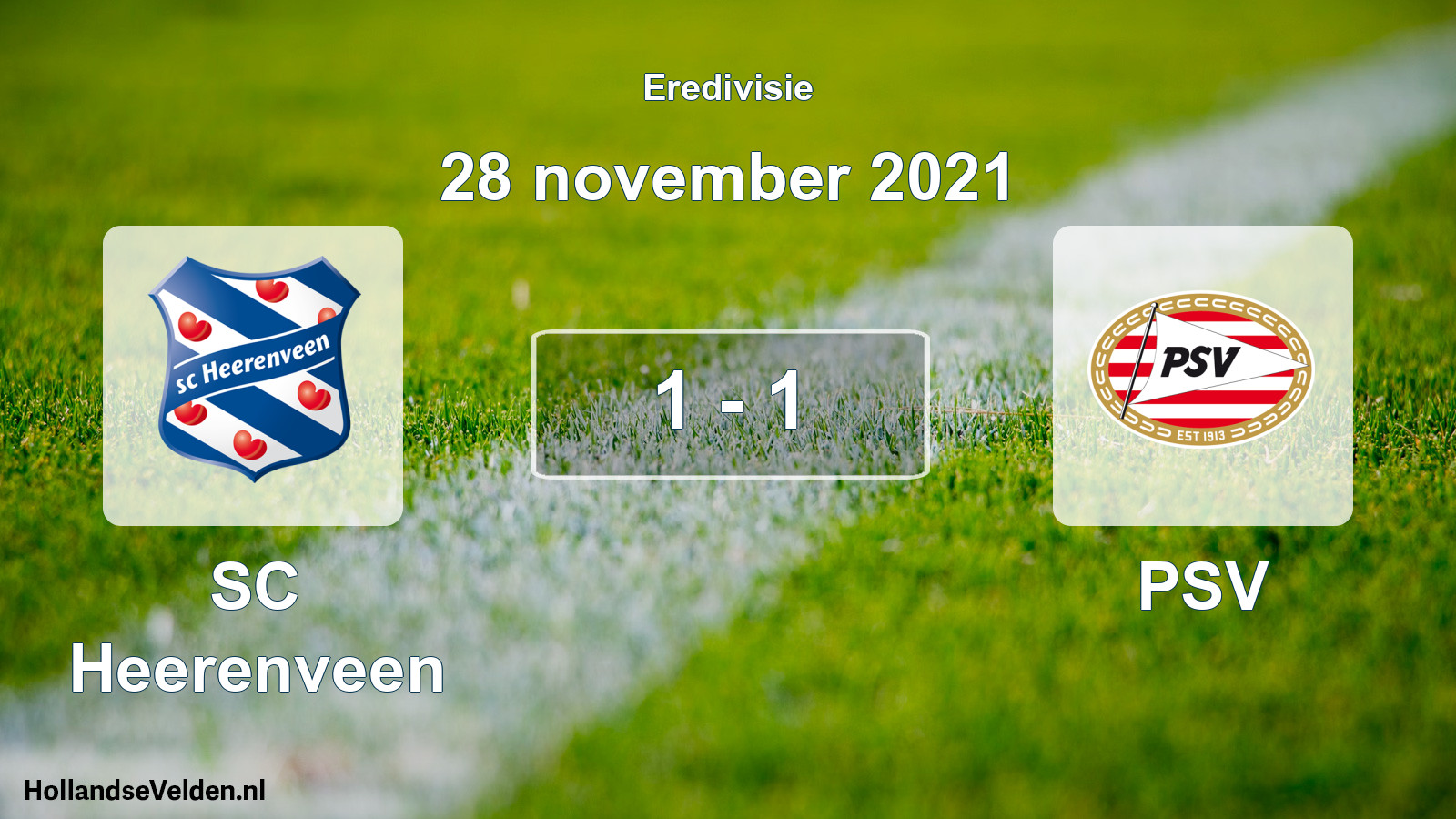 Gespeelde wedstrijd: SC Heerenveen - PSV 1 - 1 (28 november 2021)