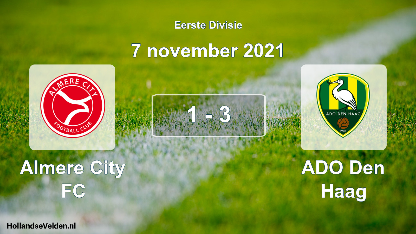 Gespeelde wedstrijd: Almere City FC - ADO Den Haag 1 - 3 (7 november 2021)