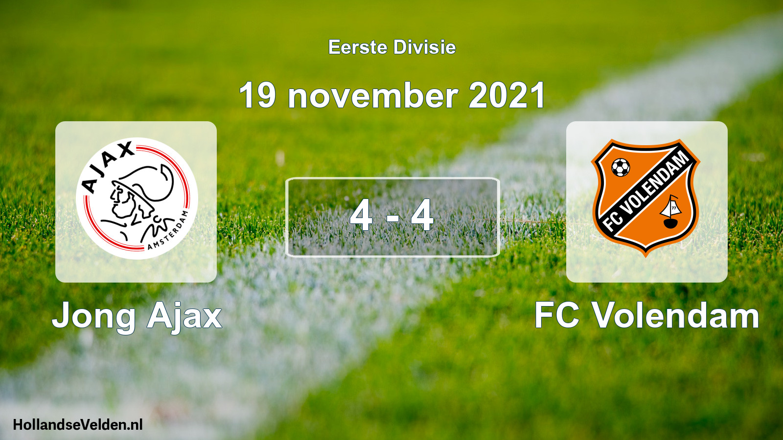 Gespeelde wedstrijd: Jong Ajax - FC Volendam 4 - 4 (19 november 2021)