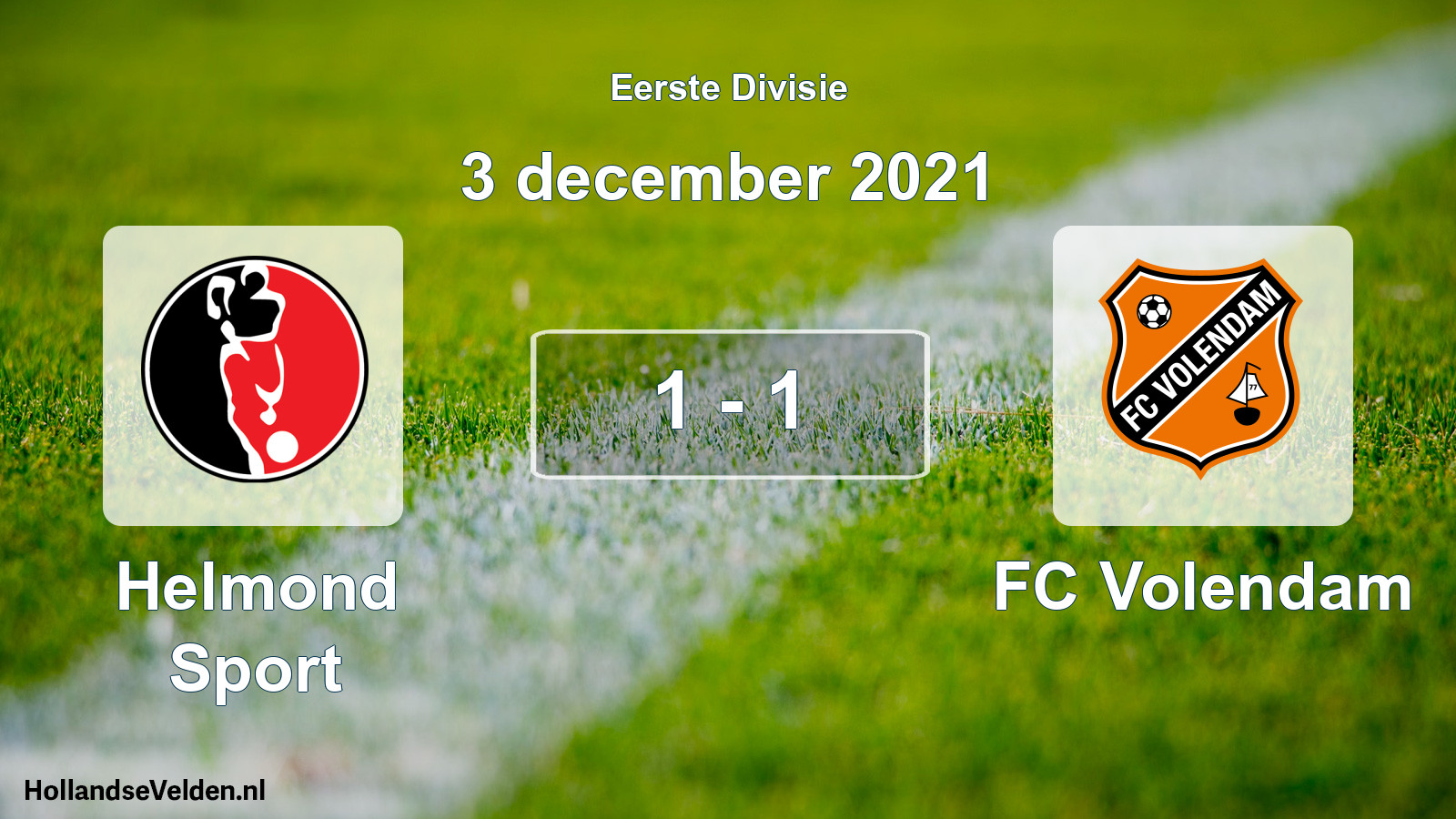 Gespeelde wedstrijd: Helmond Sport - FC Volendam 1 - 1 (3 december 2021)