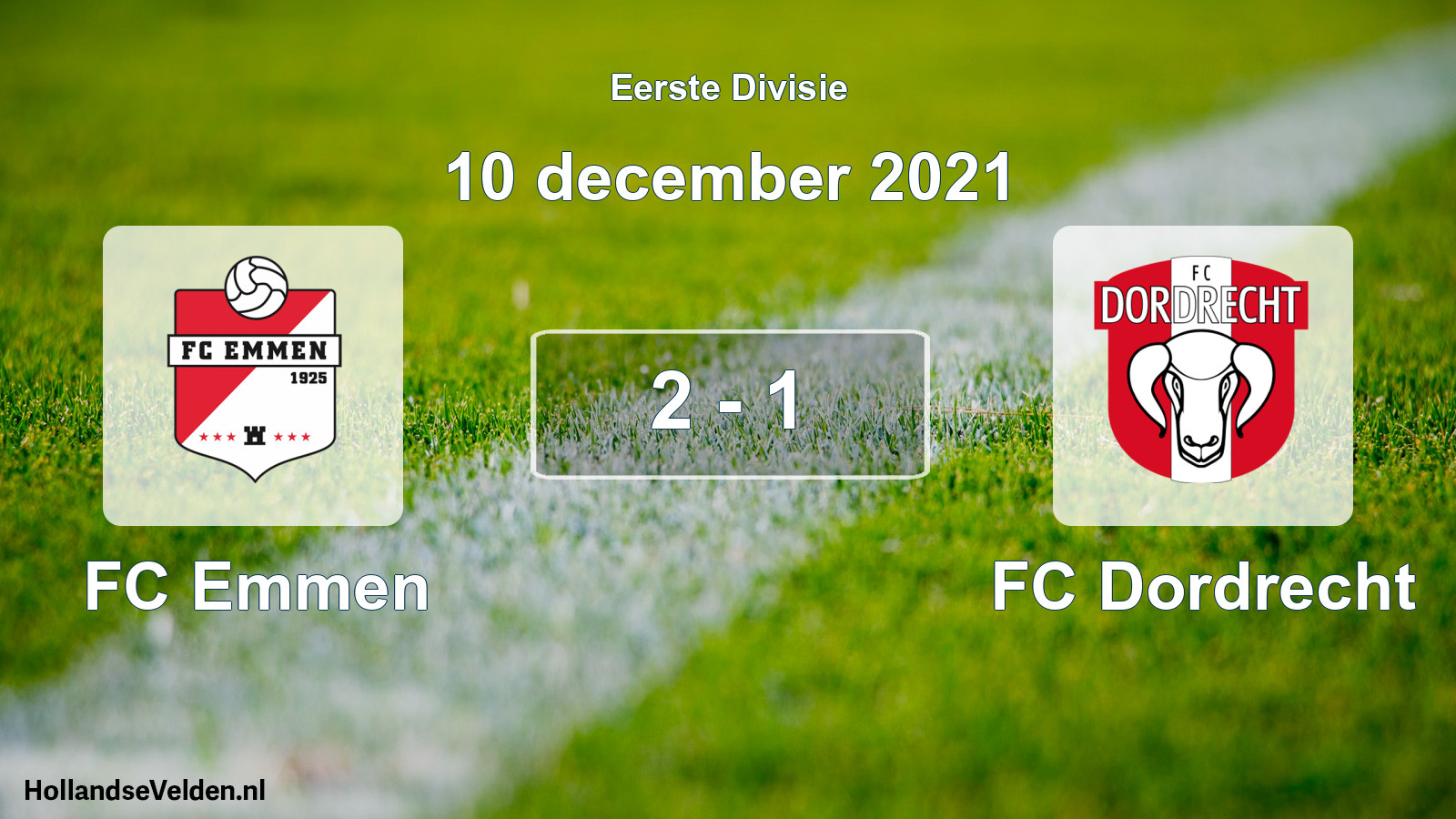 Gespeelde wedstrijd: FC Emmen - FC Dordrecht 2 - 1 (10 december 2021)