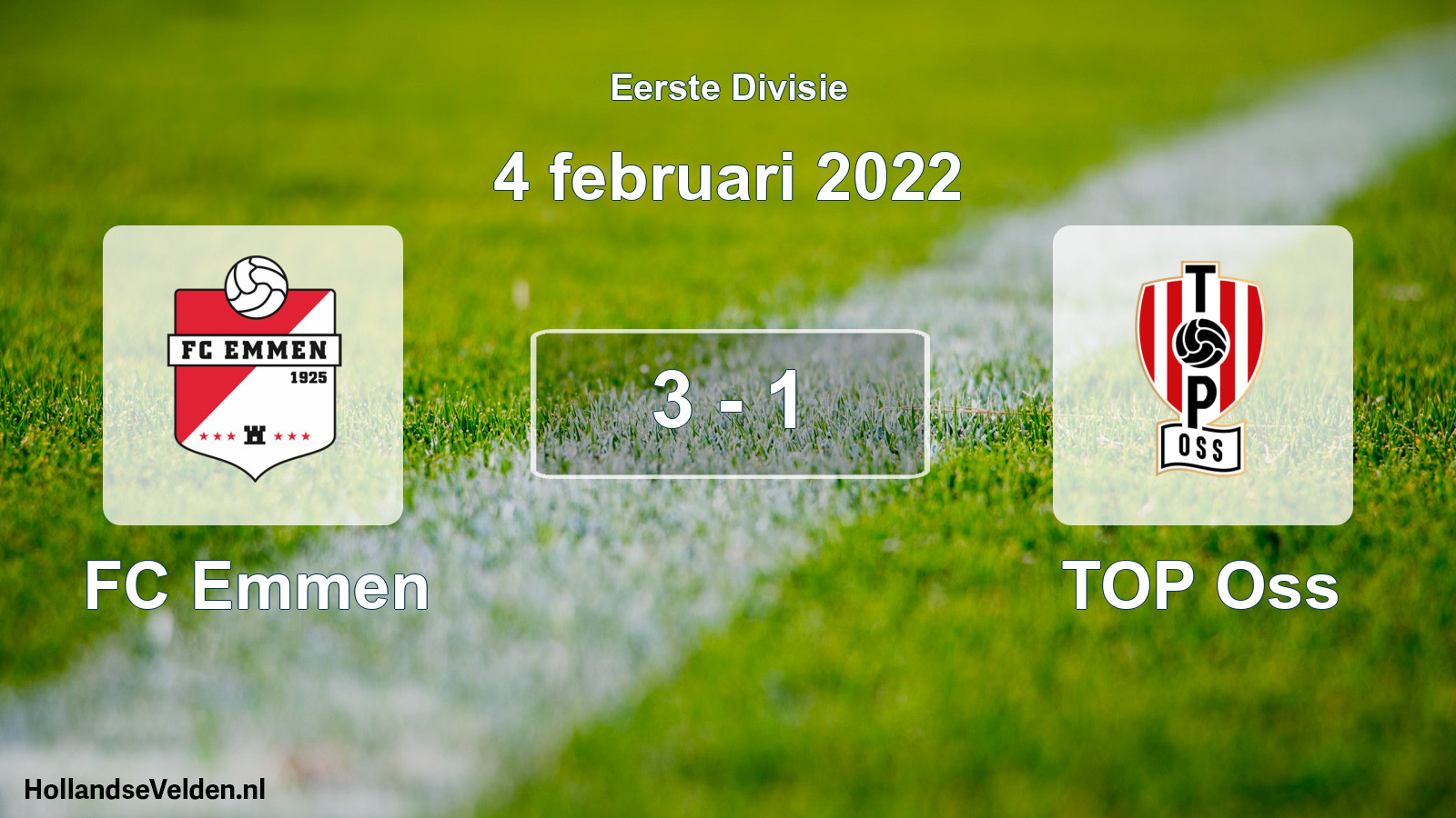 Gespeelde wedstrijd: FC Emmen - TOP Oss 3 - 1 (4 februari 2022)