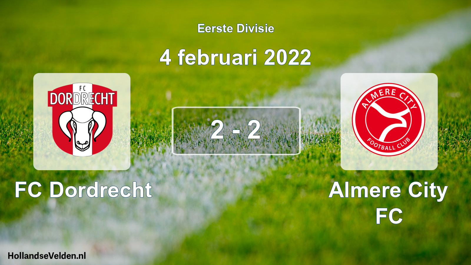 Gespeelde wedstrijd: FC Dordrecht - Almere City FC 2 - 2 (4 februari 2022)