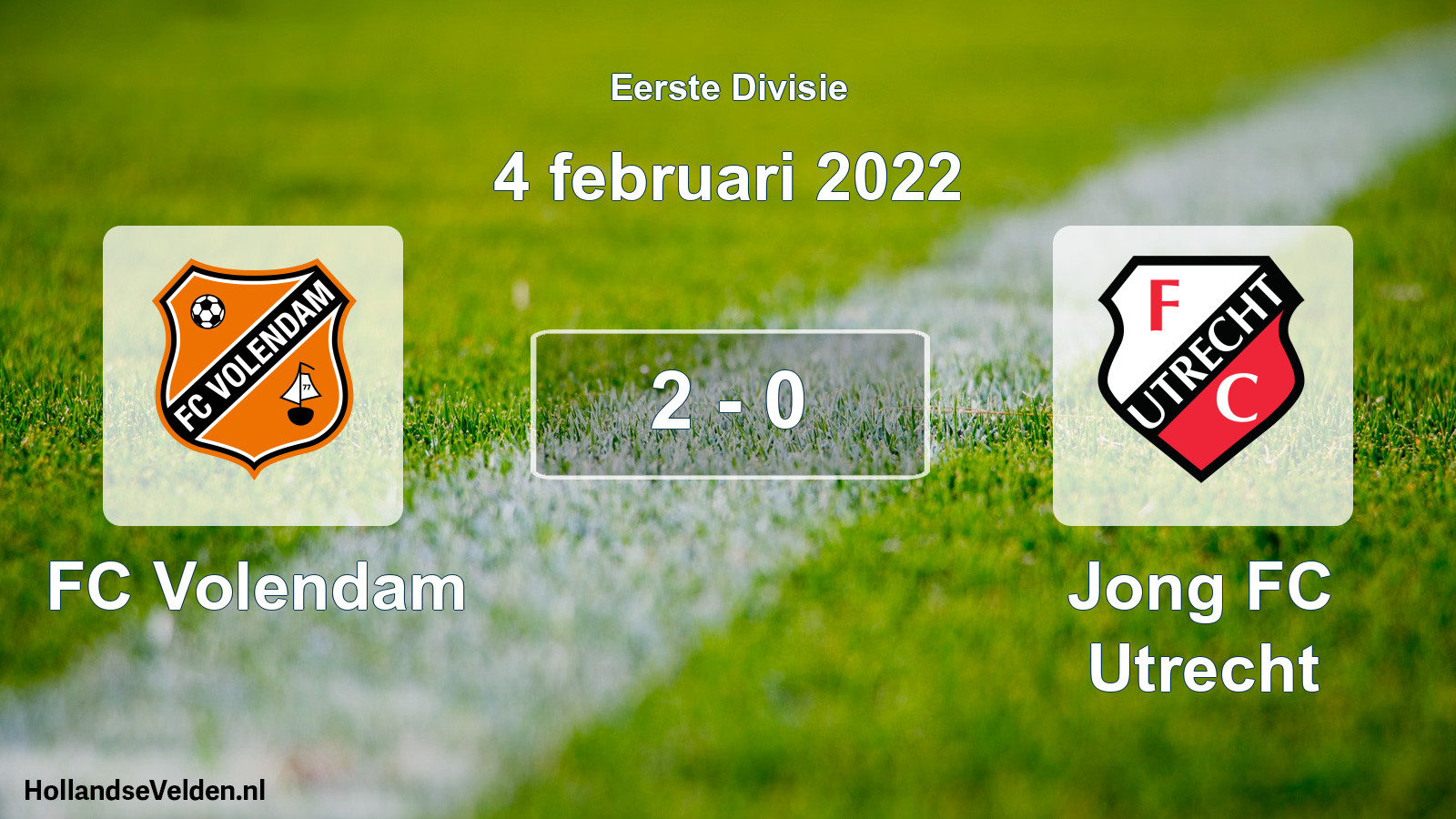 Gespeelde wedstrijd: FC Volendam - Jong FC Utrecht 2 - 0 (4 februari 2022)