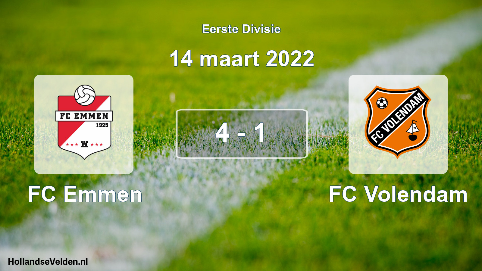 Gespeelde wedstrijd: FC Emmen - FC Volendam 4 - 1 (14 maart 2022)